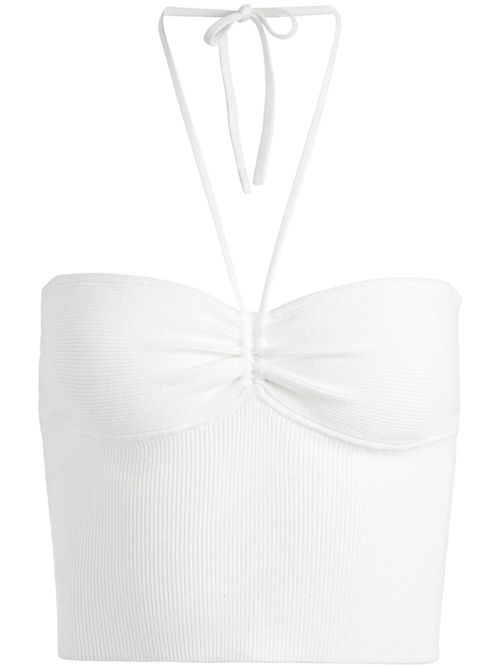 Linnie ribbed-knit halter top - White