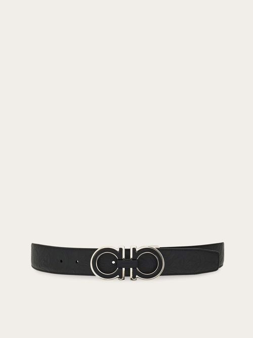 Men Reversible and adjustable Gancini belt Black