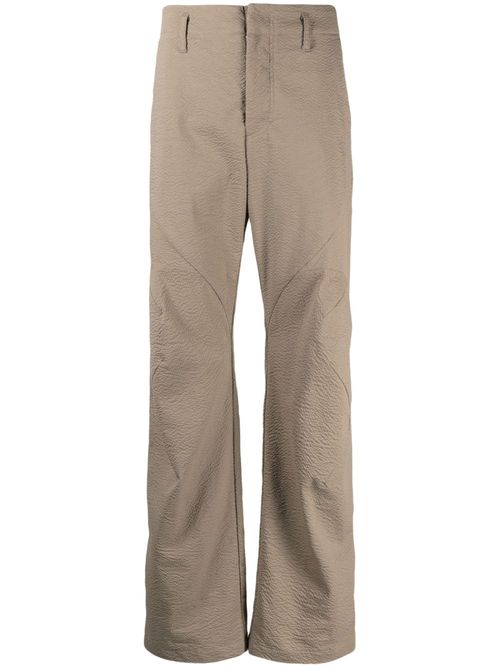 Textured straight-leg trousers - Brown