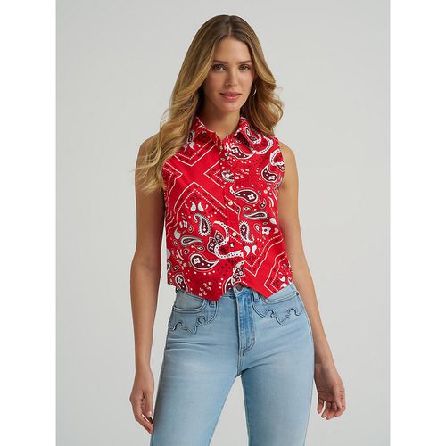 Women's Bandana Print Shirt Vest in Red