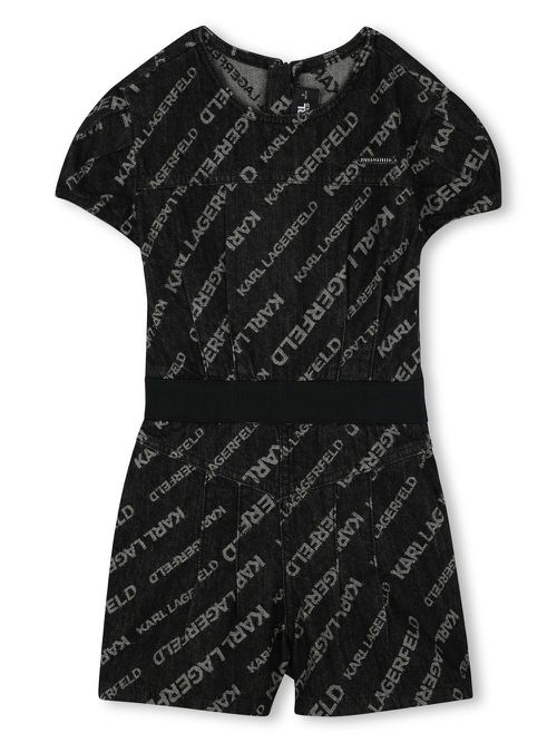 Logo-jacquard denim playsuit - Grey