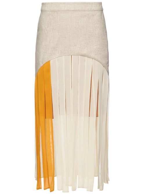 Fringe-detail pencil skirt - Neutrals