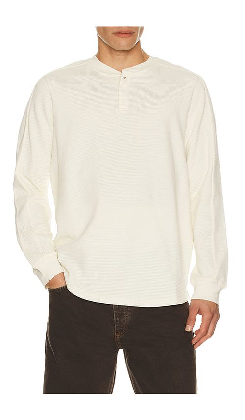 Barefoot Dreams Waffle Thermal Henley in Navy. - S also in