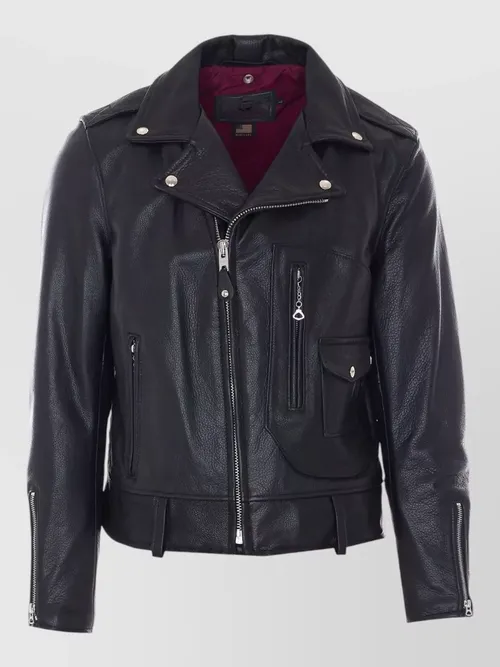 Schott - coat epaulettes lapel collar side pockets zipper