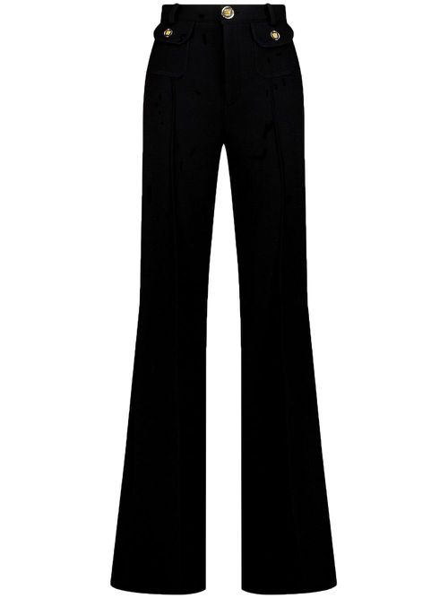High-waist wool tailored trousers - Black