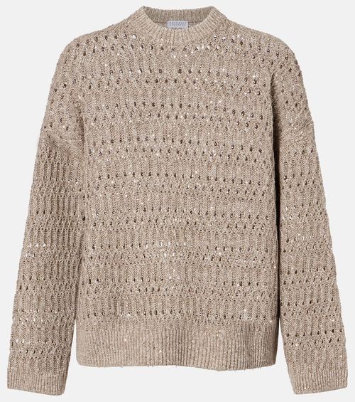 Sequined linen-blend sweater