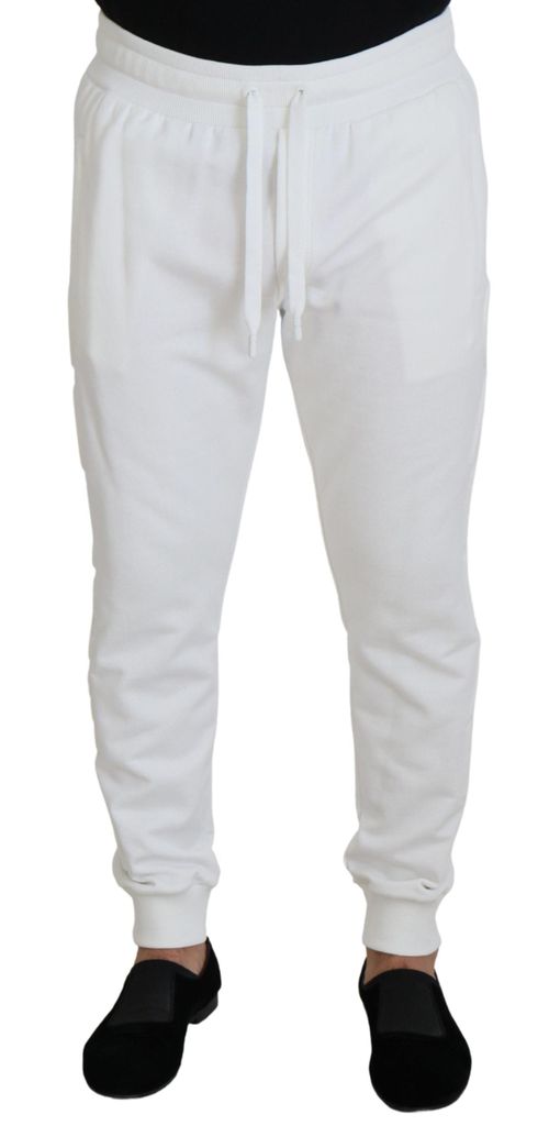 Logo-Embroidered Cotton Joggers — White