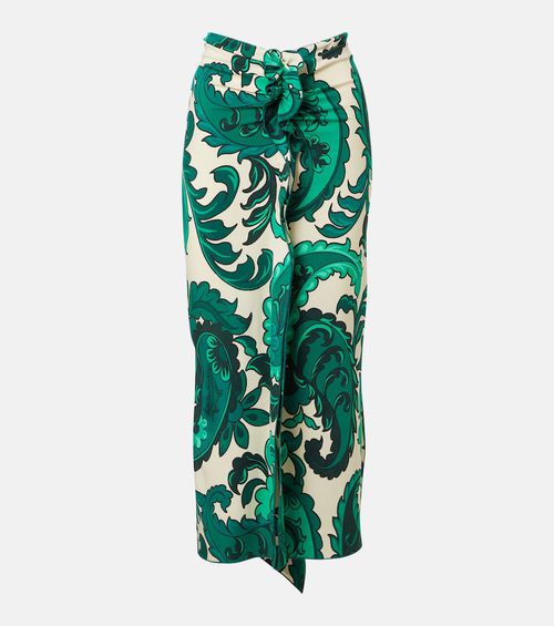 Paisley ruffled midi skirt