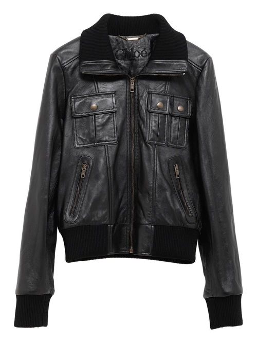 Pocket-detailed bomber jacket - Black