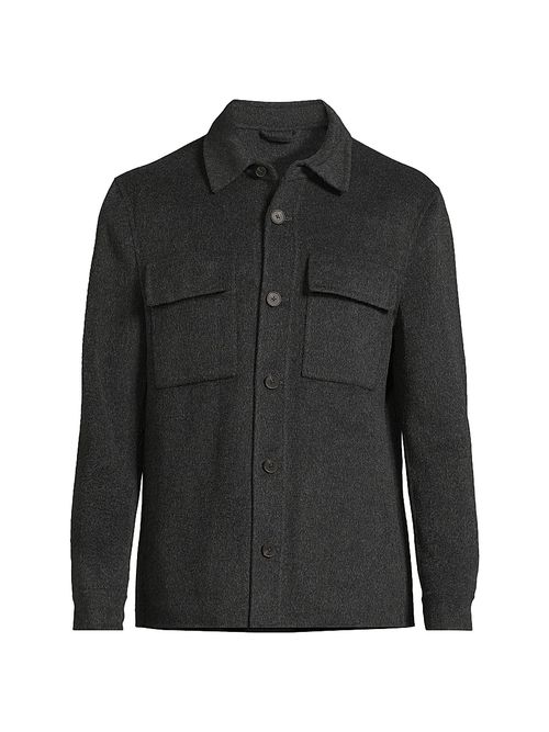 Men's Net Wool-Blend Overshirt - Charcoal Grey