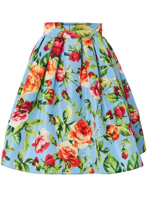 Floral-print buckle-fastening skirt - Blue