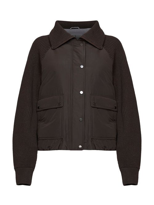 Techno Taffeta Cotton Down Jacket — Brown