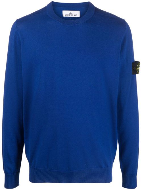 Compass patch wool sweatshirt - Blue