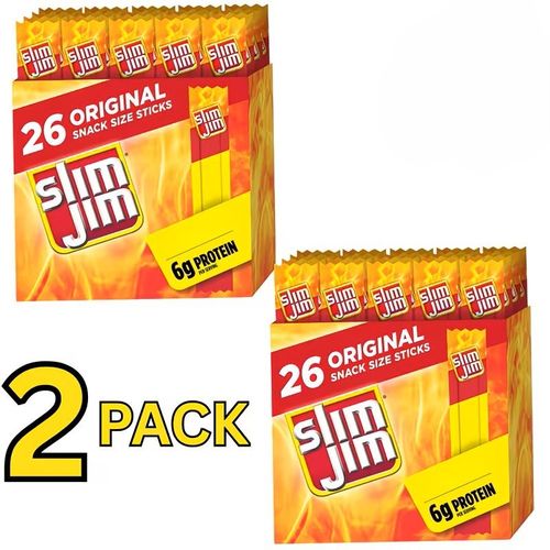 TEMU Slim Jim Smoked Meat Sticks Original Flavor 26 Count Convenient On-the-go Protein Snack Pack Easter Basket Stuffer For Men Portable Snack Beef