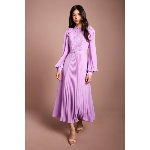 Coast Lace Trim Collared Georgette Shirt Dress In Purple