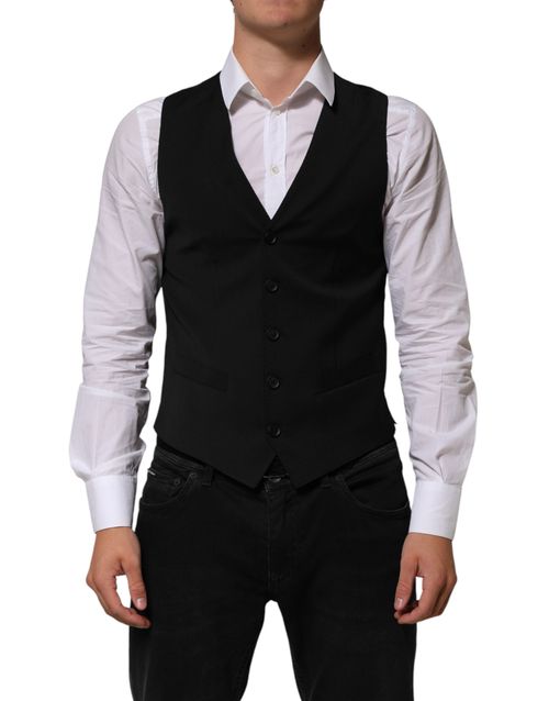 Button-Front Formal Vest — Black