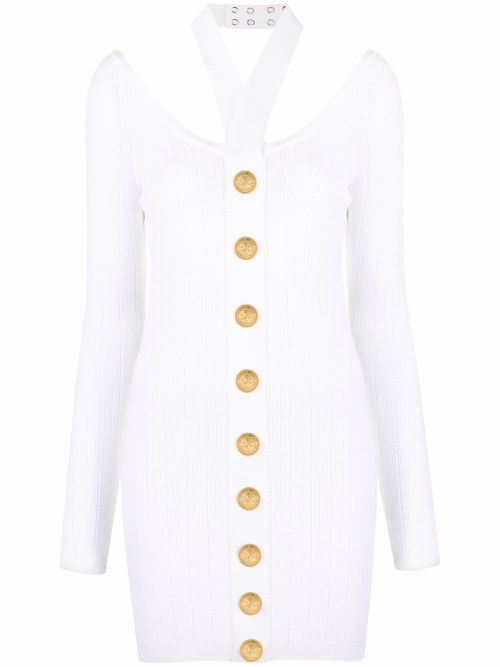 Backless knitted dress - White