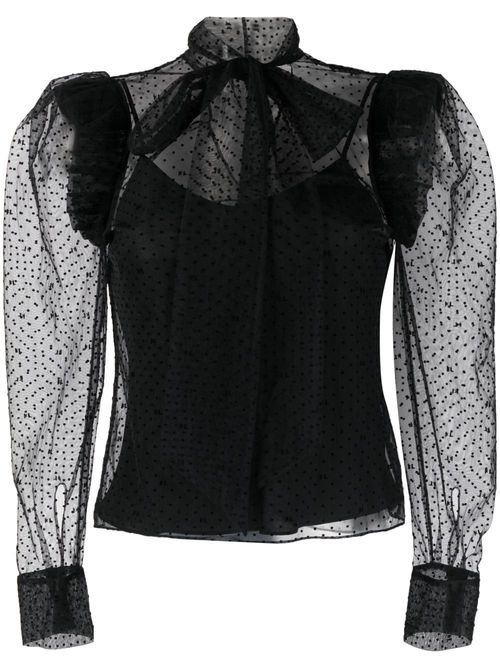 Mesh ruffle blouse - Black