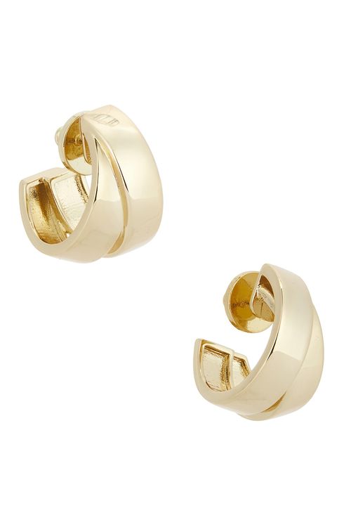 MEGA Chunky Double Hoop Earrings in Brass & 14k Gold Vermeil - Metallic Gold. a