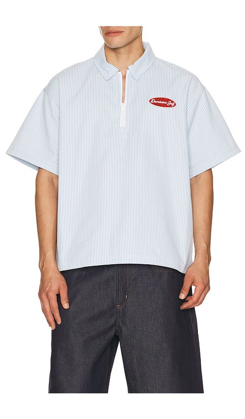 Devereux Golf The Mechanic Quarter Zip Shirt in Baby Blue,White. XL/1X. Also in L