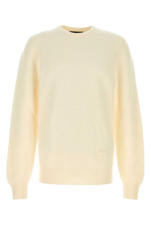 Textured Virgin Wool Sweater — Beige