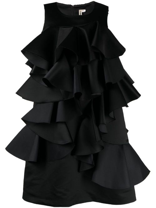 Ruffled cotton dress - Black