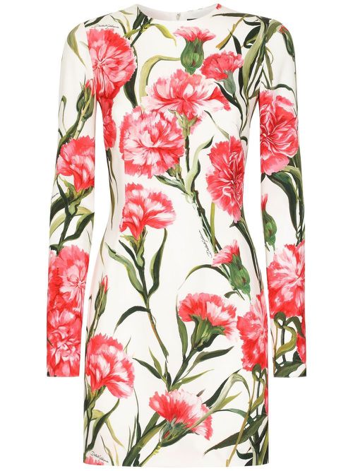 All-over floral-print minidress - White