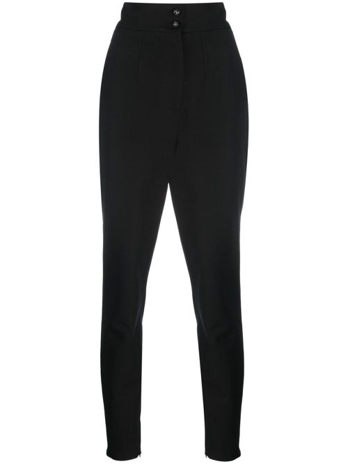 High-waist slim-cut trousers - Black