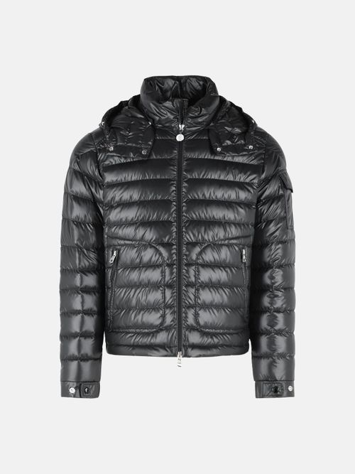 'Lauros' Short Hooded Down Jacket In Black Polyester