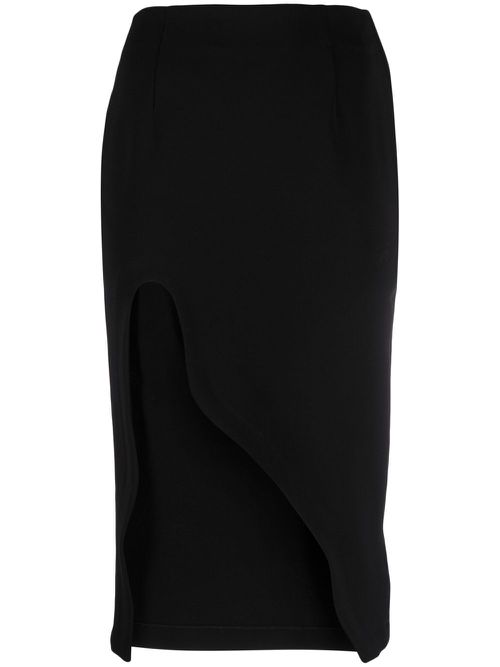 Asymmetric midi skirt - Black