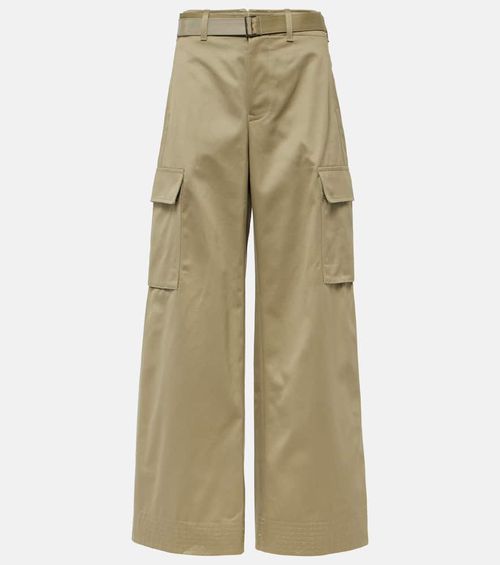 High-rise cotton gabardine straight pants