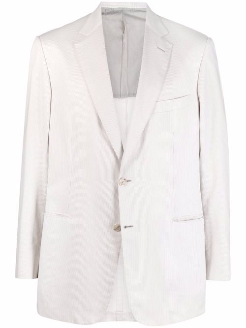 Striped single breasted blazer - White