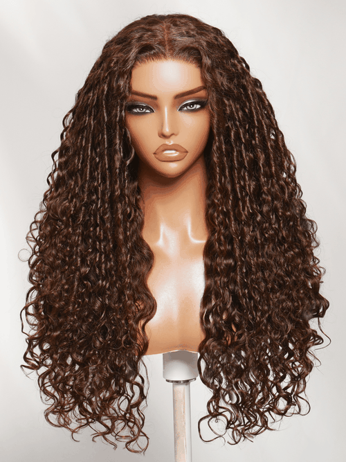 UNice Bye-Bye Slip™ 7x5 Lace Glueless Auburn/Red Brown Type 3/4-Inspired Multi-Textured Curls Wig with Loose Wavy End