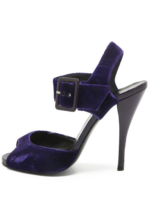 Pre-owned 115mm velvet sandals - Blue