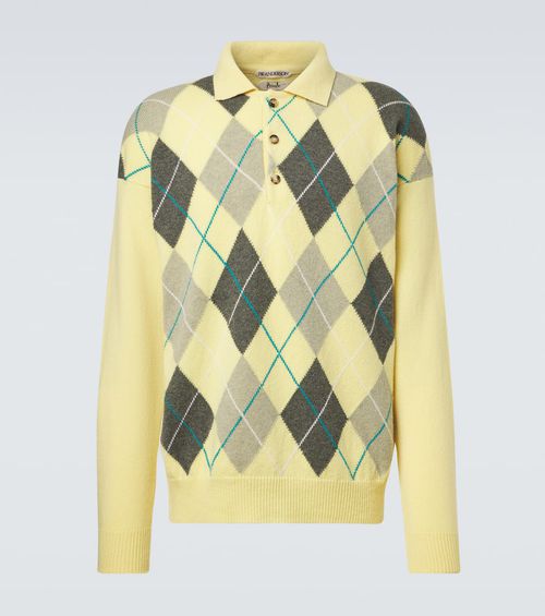 Argyle wool polo sweater