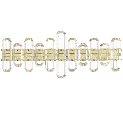 Bolton 3-Light 26" Bathroom Vanity Light in Aged Brass with Faceted Crystal Elements Crysta