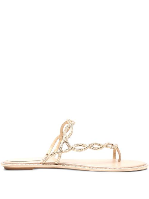 Rhinestoned thong sandals - Neutrals