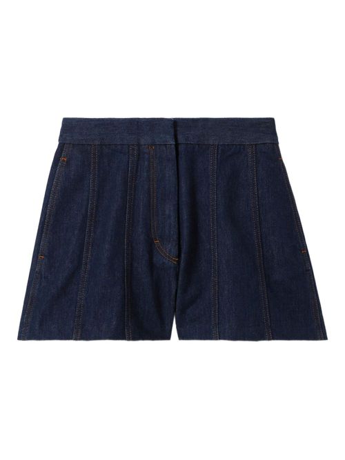 Denim panelled shorts - Brown