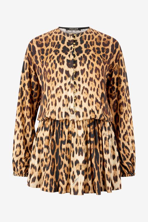 Short Dress With Jaguar Skin Print