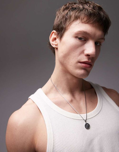 Topman textured tank top in ecru-White