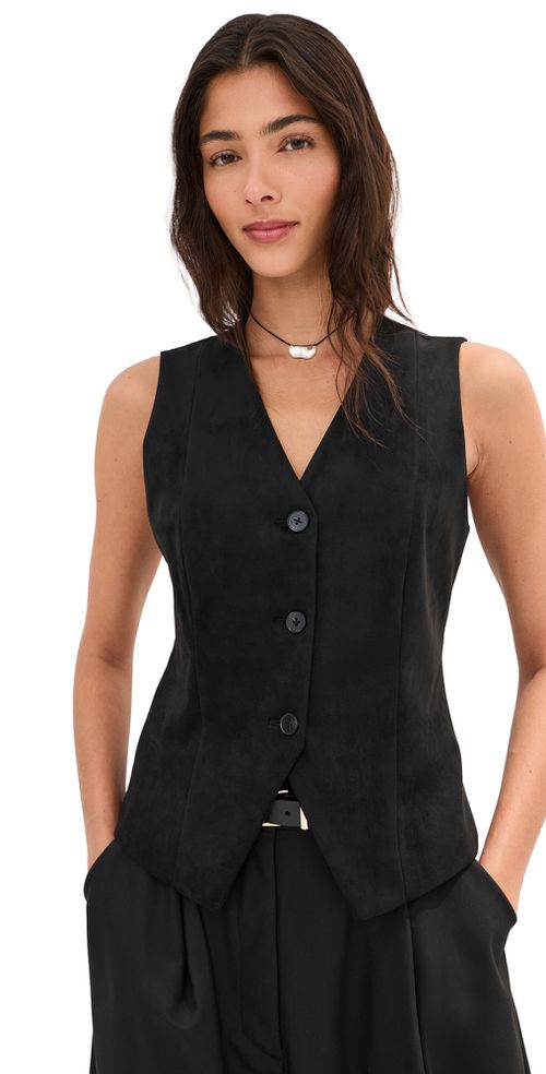 Lottie Faux Suede Vest Black