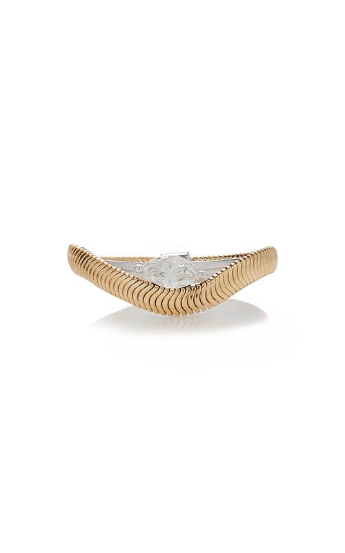 18K White and Yellow Gold Feelings Thin Diamond Ring
