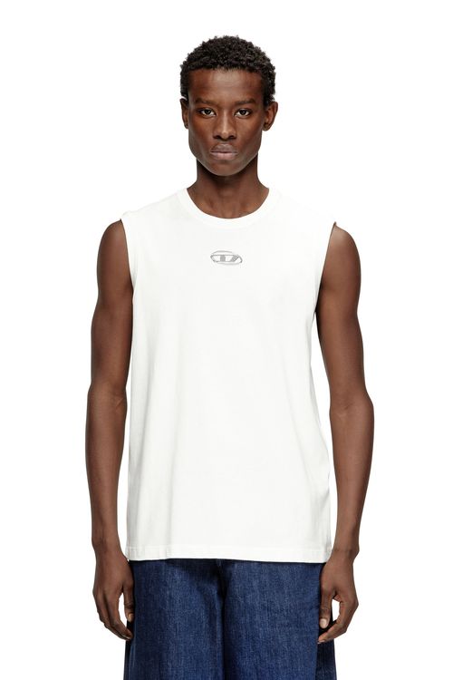 Sleeveless cotton top with metallic Oval D - T-Shirts - Man - White
