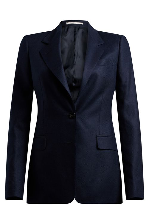 Women's Single-Breasted Silk Blazer with Lapel Collar