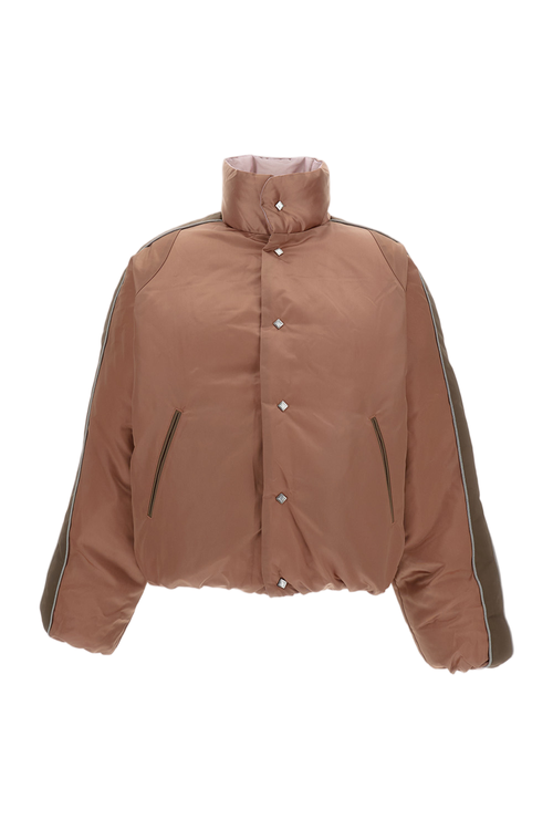 Reversible Quilted Bomber Jacket With High Collar And Zippered Pockets