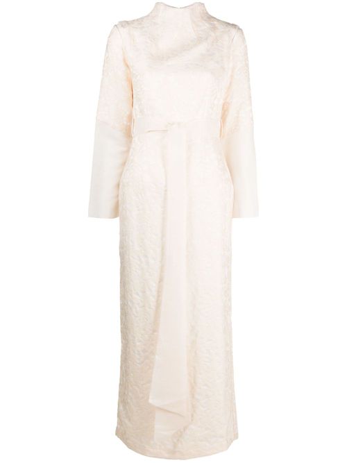 Jacquard belted maxi dress - Neutrals