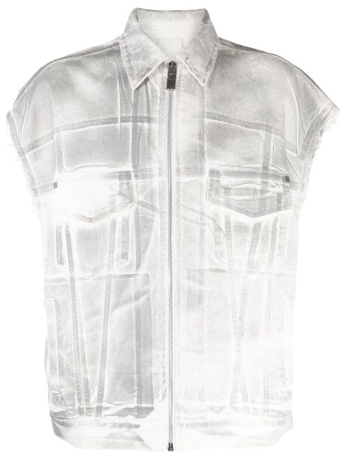 4G graffiti-print denim vest - Grey