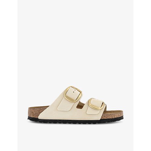 Womens Ecru Nubuck Arizona Big-buckle Two-strap Leather Sandals