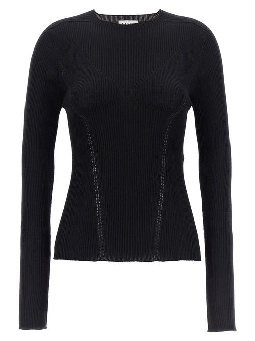 Ribbed Cashmere Blend Sweater — Black