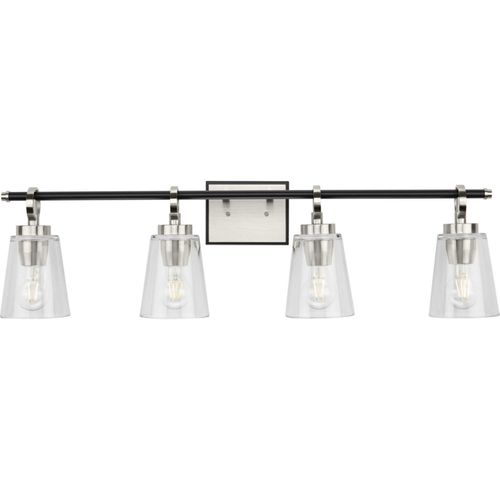 Brushed Nickel Four Light Bath & Vanity from the Cassell Collection